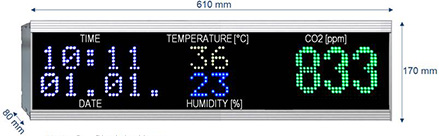 tijd temperatuur luchtvochtigheid CO2 Display